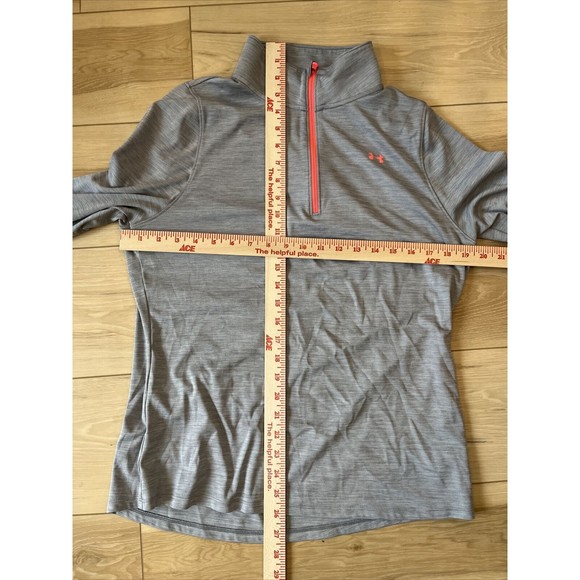 Under Armour Heat Gear Workout Active Loose Womens M Gray 1/4 zip shirt  EUC - Picture 2 of 5